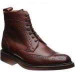 Barker Calder rubber-soled brogue boots in Cherry Grain