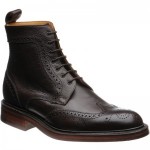 Barker Calder rubber-soled brogue boots in Dark Brown Grain