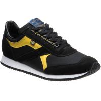 herring voyager trainer in black mesh and black suede and yellow calf