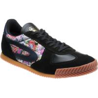 herring tokyo trainer in black calf and printed linen