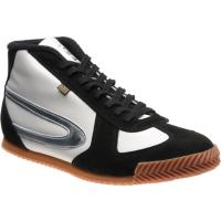 herring tokyo hi-top trainer in white calf and black suede