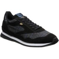 herring ensign trainer in black suede and grey tweed
