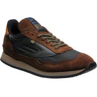 herring ensign trainer in brown calf suede and green waxed cotton 