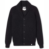 herring waffle shawl cardigan by peregrine in navy