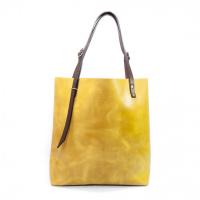 herring vixen tote bag in yellow waxy calf