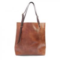 herring vixen tote bag in brown waxy calf