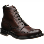 Loake Bedale rubber-soled brogue boots in Dark Brown Calf
